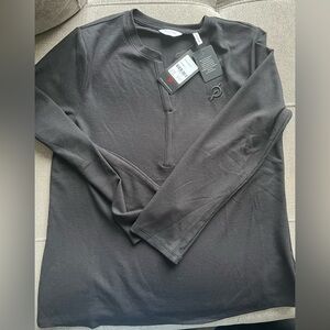 Peloton Black Long Sleeve Henley Top